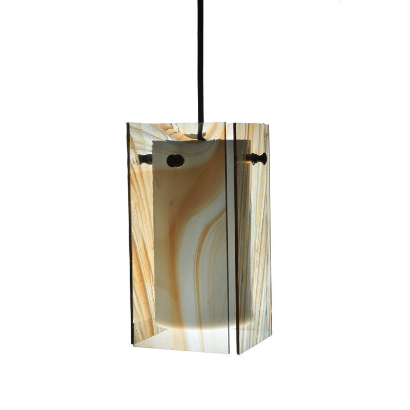 Black and Cognac Swirl Glass Mini Pendant Light