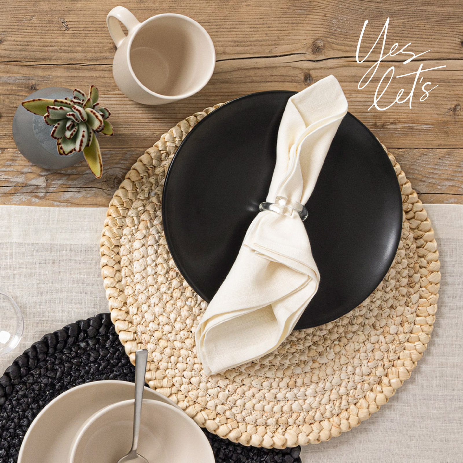Natural Fiber Reversible Jute Placemat, Tan