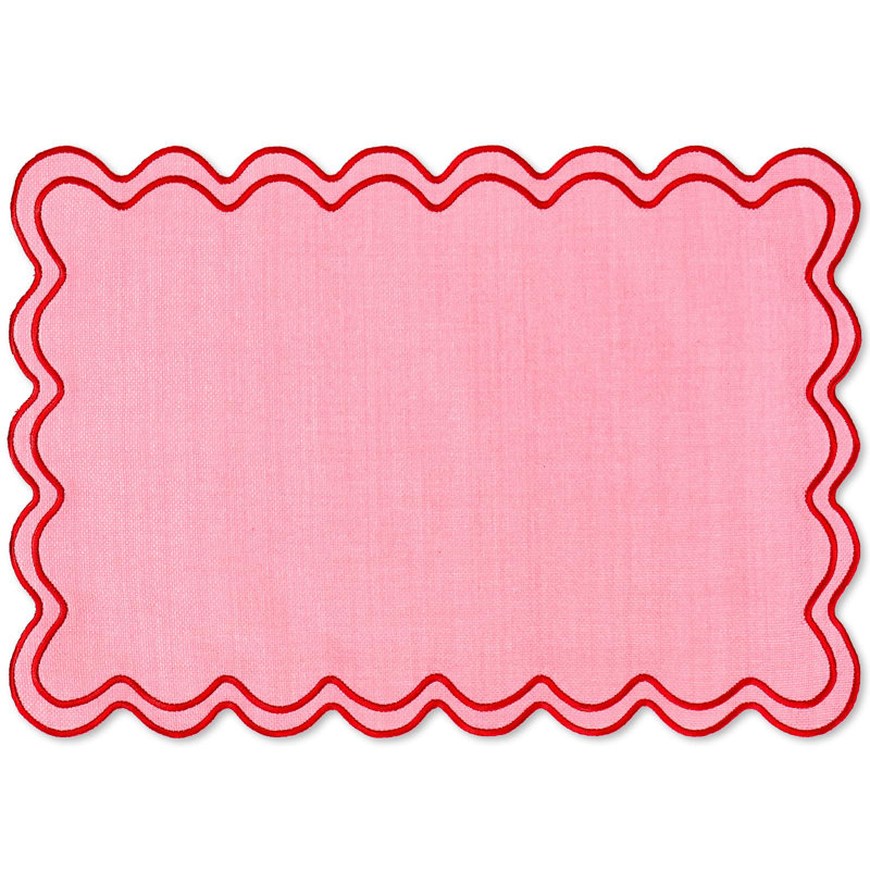 Napperons brodés, ensemble de 6 décorations de table de salle à manger (rose), Rose