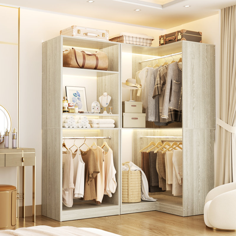 Freestanding Closet Organizer System, Washed Oak