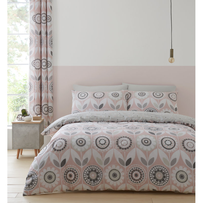 Annika Easy Care Duvet Cover Set, Single Duvet Cover, Blush
