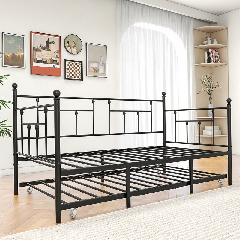 Metal Daybed Frame Twin Size Platform with trundle