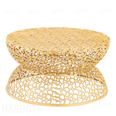 Table basse 32 po en métal d'aluminium doré