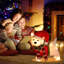Chiot de Noël guirlande lumineuse illuminée à l'extérieur