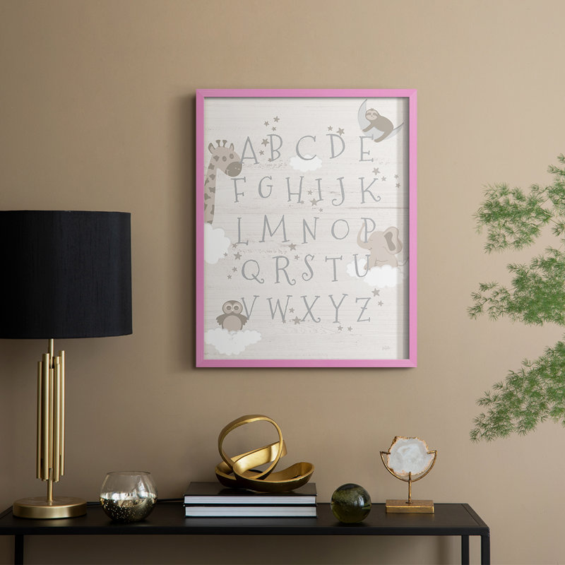 Dream Dream Alphabet, reproduction encadrée - bois massif, Rose, H 21 po x l 17 po
