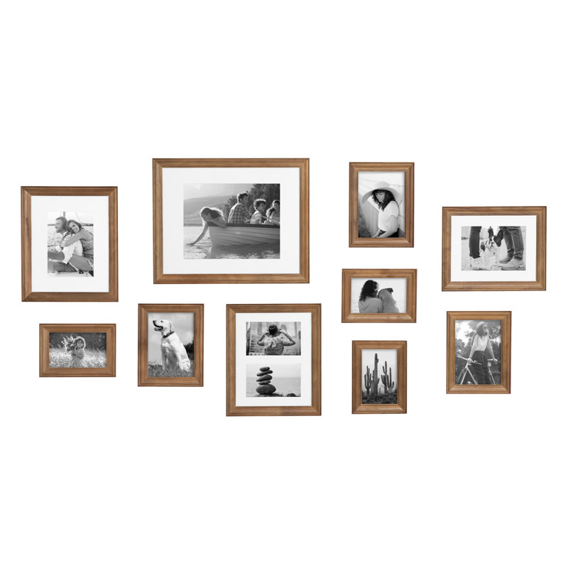 Rayburn Solid + Manufactured Wood Picture Frame - Set of 10 with Mat, Natural