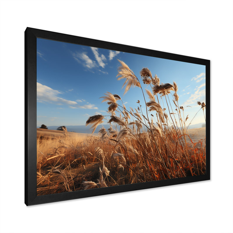 Paysage de prairie sur toile, H 16 po x l 32 po x P 1 po, Cadre simple noir
