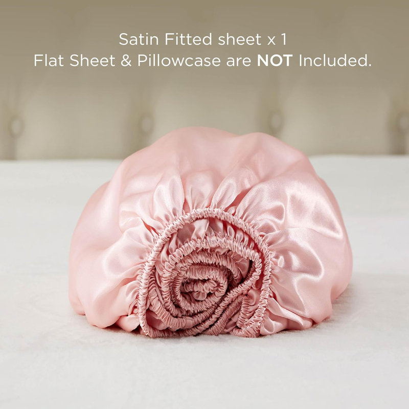 Bedsure Sateen Fitted Sheet GentleSoft™️, Crystal Rose, Queen Fitted Sheet