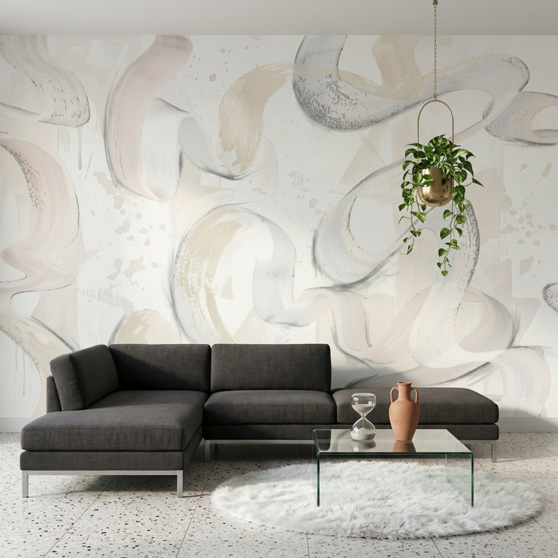 Papier peint brossé, tourbillon de ruban, tourbillon lumineux, décoration murale lumineuse, 160 po x 108 po, Peler et coller
