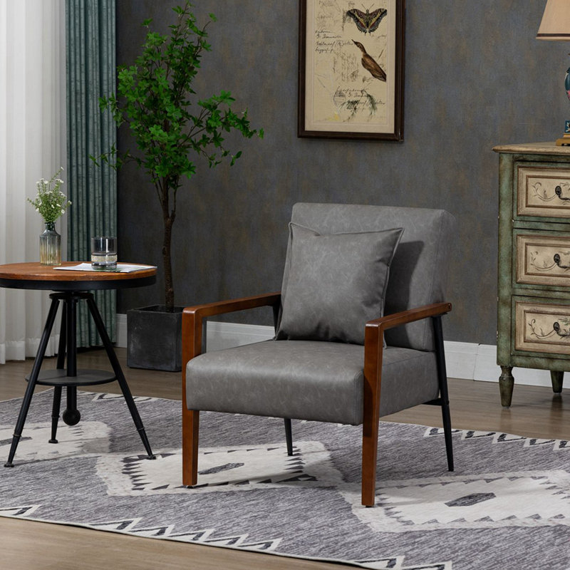Fauteuil Khoen de 26,77 po de largeur, Grey Faux Leather