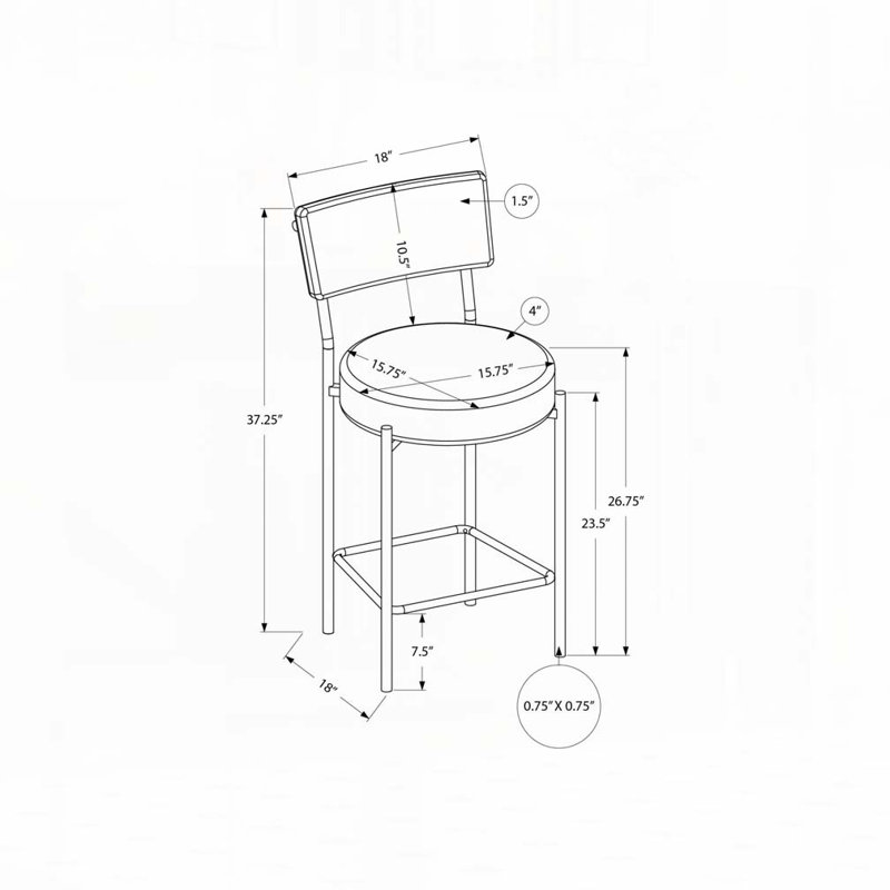 Barstool, Counter Height, Set Of 2,, Black