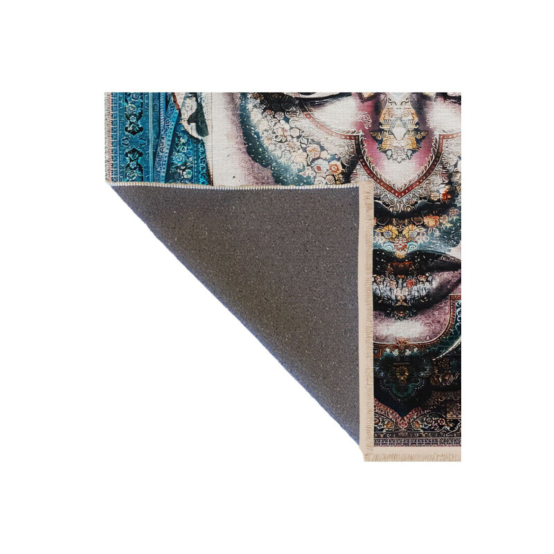 Tapis bleu lavable à motif abstrait bleu, Tapis de couloir 2 pi 6 po x 9 pi 10 po inclus