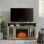 Meuble télé classique avec console de divertissement moderne avec foyer de 23 po pour téléviseur de 65 po ou moins avec espace de rangement ouvert et fermé