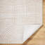 Beige Modern Shaggy Washable Rug, Geometric Anti-Slip Rug For Living Room, Dining Room, Bedroom, Kitchen-1449953544