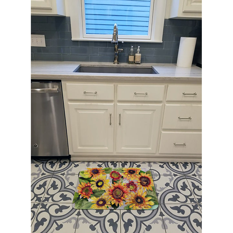Tapis pour salle de bain à motif floral en microfibre Lexi Sunflowers