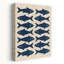 Blue Fish Array Minimalist Retro Rustic Fish Ocean Wildlife Wall Art Print 1 Piece Wrapped Canvas Wall Art-1650161595