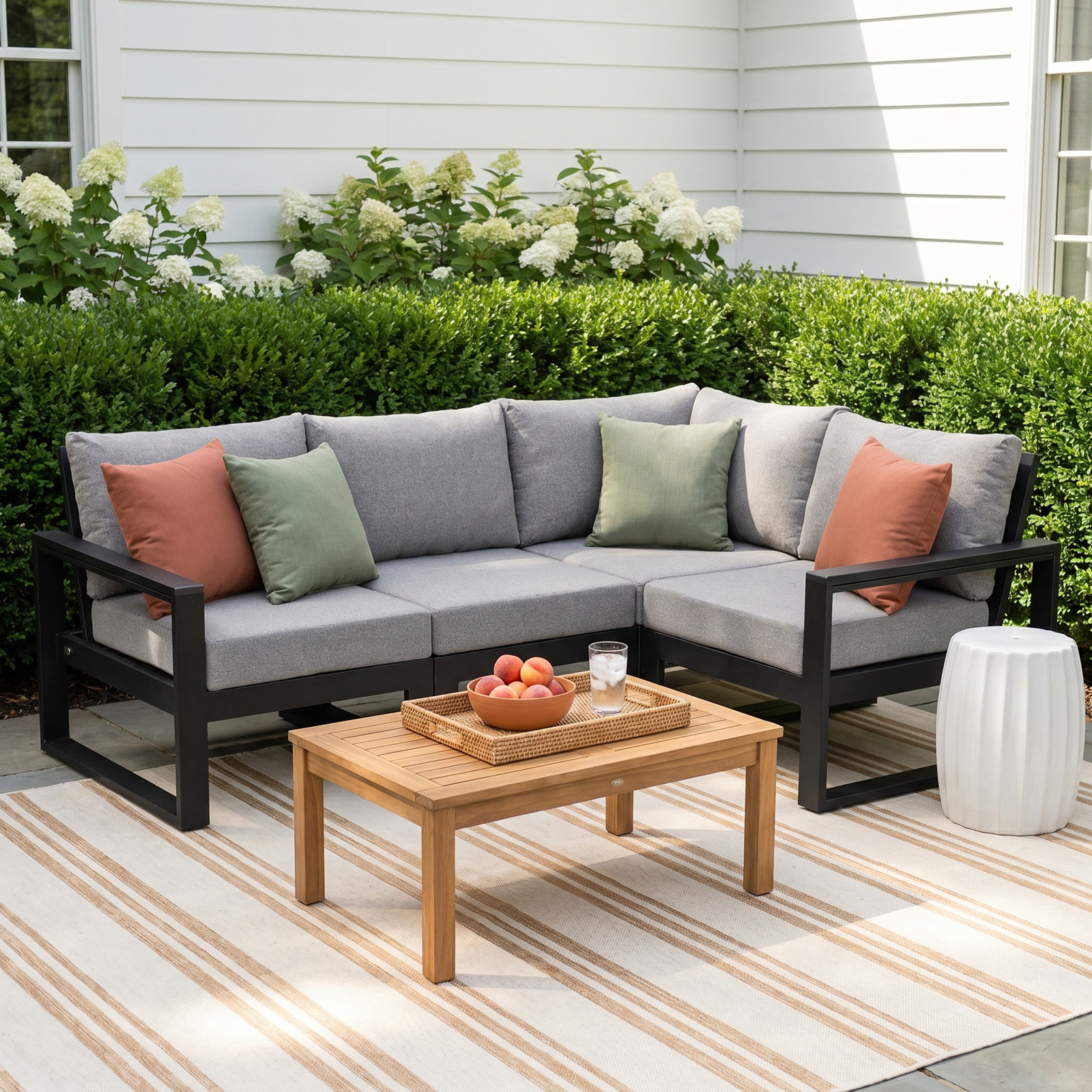 POLYWOOD® Edge 85" Patio Sectional, Spiced Brown , Mahogany