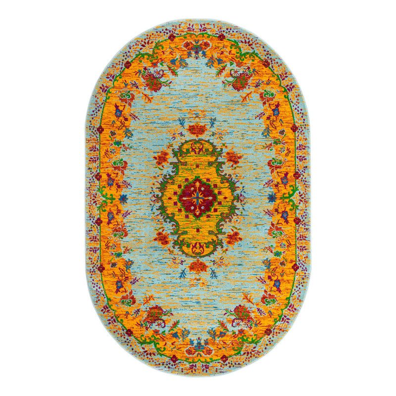 Floral Indoor Rug, Oval 5'3" x 8'