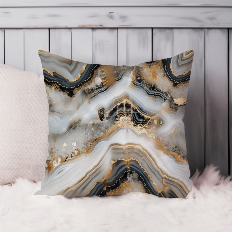 Abstract Gray Marble Geode Pattern I Modern, 18"H x 18"W