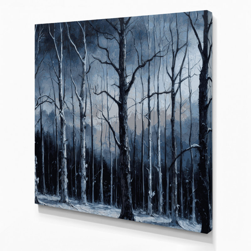 «Halloween Bare Winter Tree», art mural sur toile grise, H 8 po x l 8 po