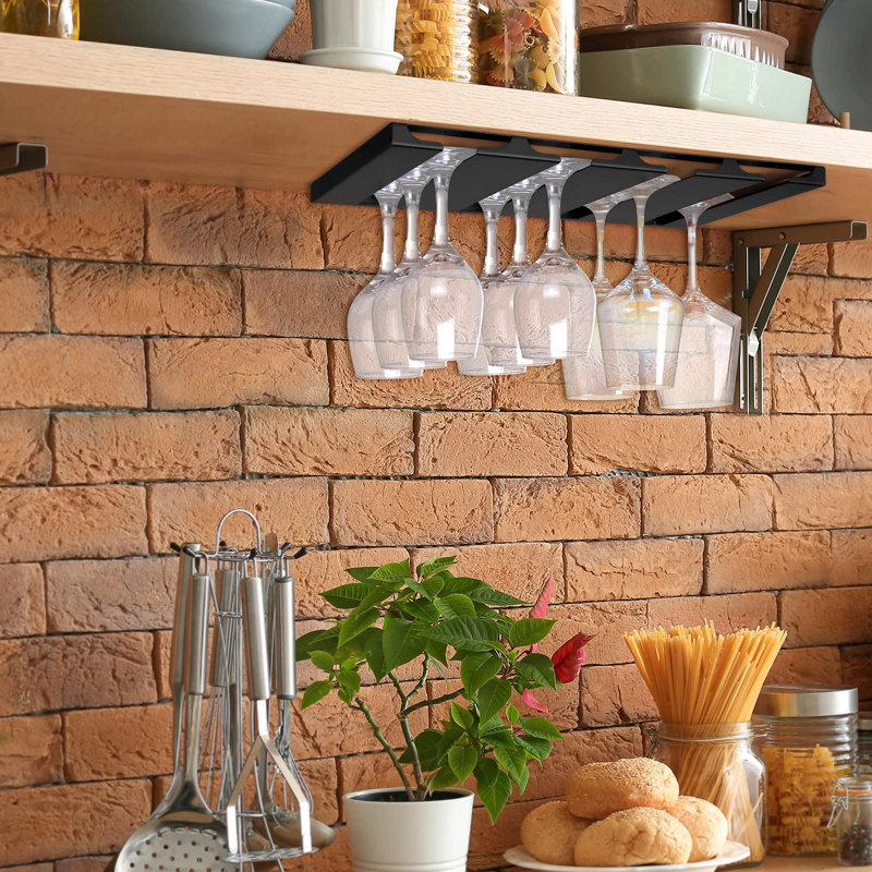Parlington Hanging Wine Glass Rack in Black