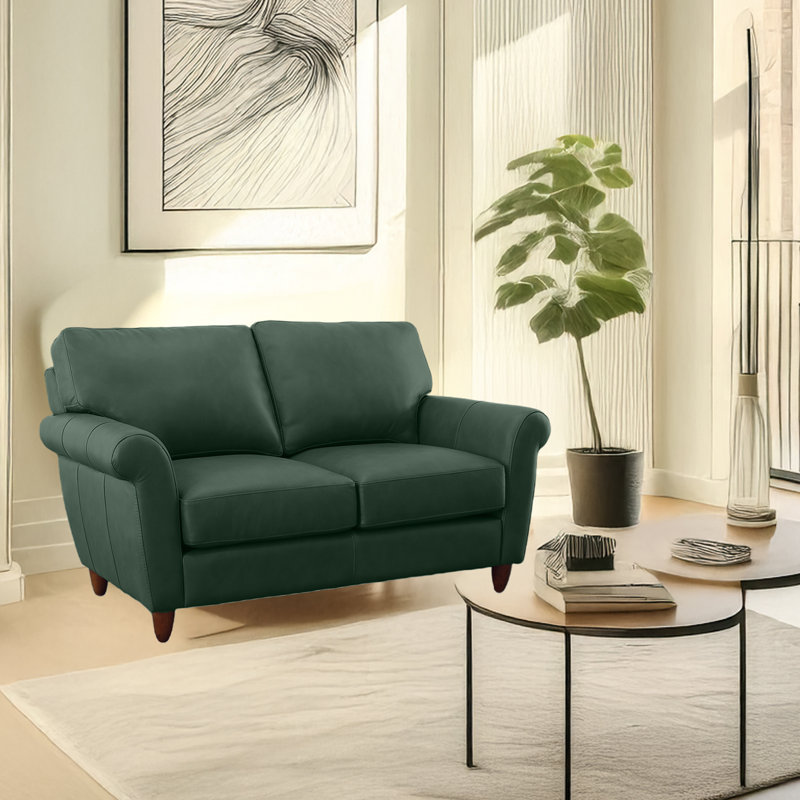 Causeuse en cuir véritable Cherish, Vert
