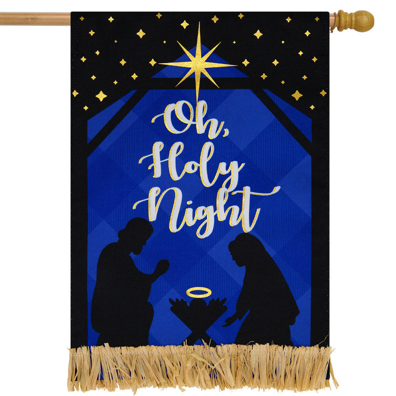 Drapeau de la crèche de Noël Nativité, Bleu marine / noir / blanc
