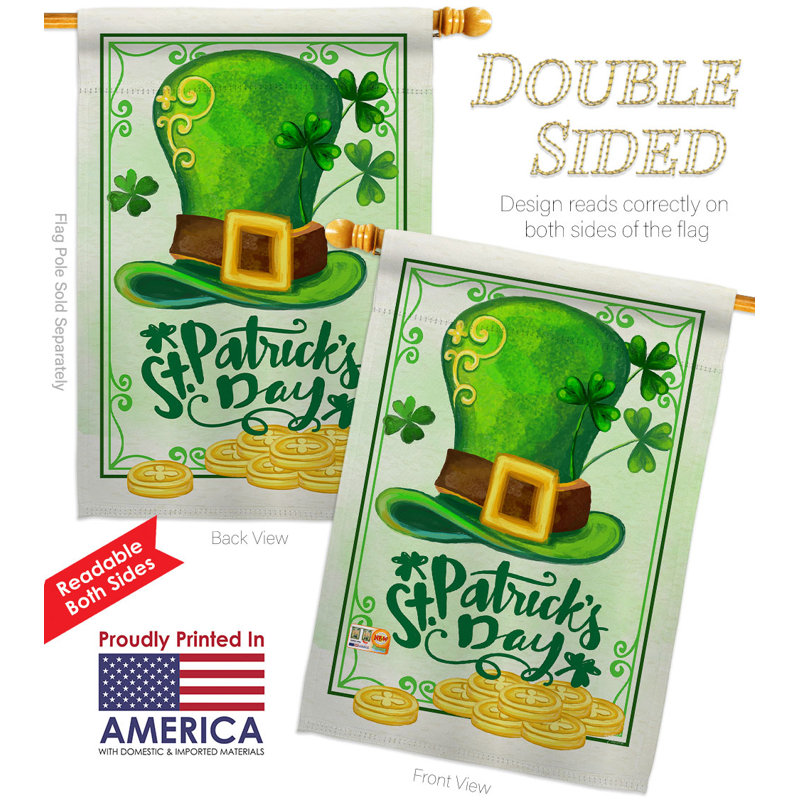 Ensemble de drapeaux Lucky Hat St Pat Day House Patrick Spring Yard Banner 28 X 40 pouces