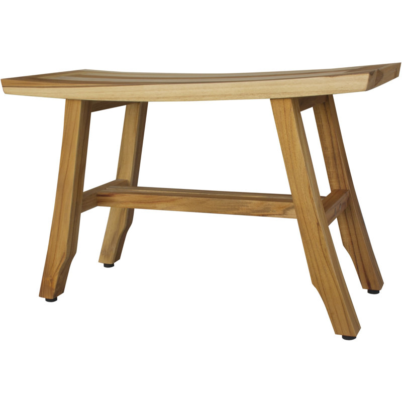 Banc de douche en bois massif Damietta, Brun naturel, H 18 po x l 12 po x P 28 po