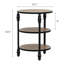 Table de bout ronde à 3 niveaux avec tablettes de rangement - Petite table d'appoint - Structure en métal, peu encombrante - parfaite pour le salon, la chambre à coucher, la table de chevet, la table basse - Chêne foncé