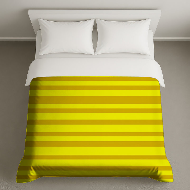 Housse de couette à rayures moderne, Housse de couette pour très grand lit, Rayé jaune