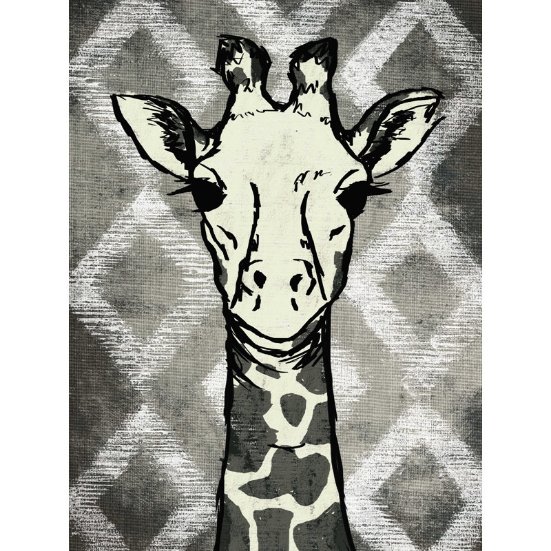 Classy Giraffe - Impression sur toile tendue, H 16 po x l 12 po, gris