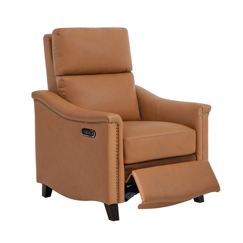 Fauteuil inclinable électrique pivotant en cuir véritable Porter, Light Camel Leather Match