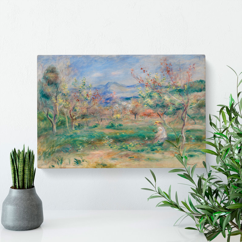 Girl In A Landscape by Pierre-Auguste Renoir - Wrapped Canvas Painting, 50cm H x 76cm W x 3cm D