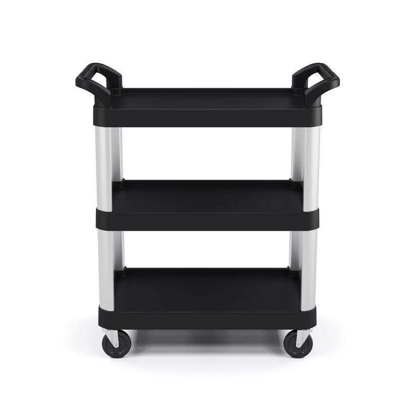 Chariot de service en plastique avec 3 tablettes et roulettes pour usage commercial de l 20 po x P 34 po Suncast, fabriqué aux États-Unis