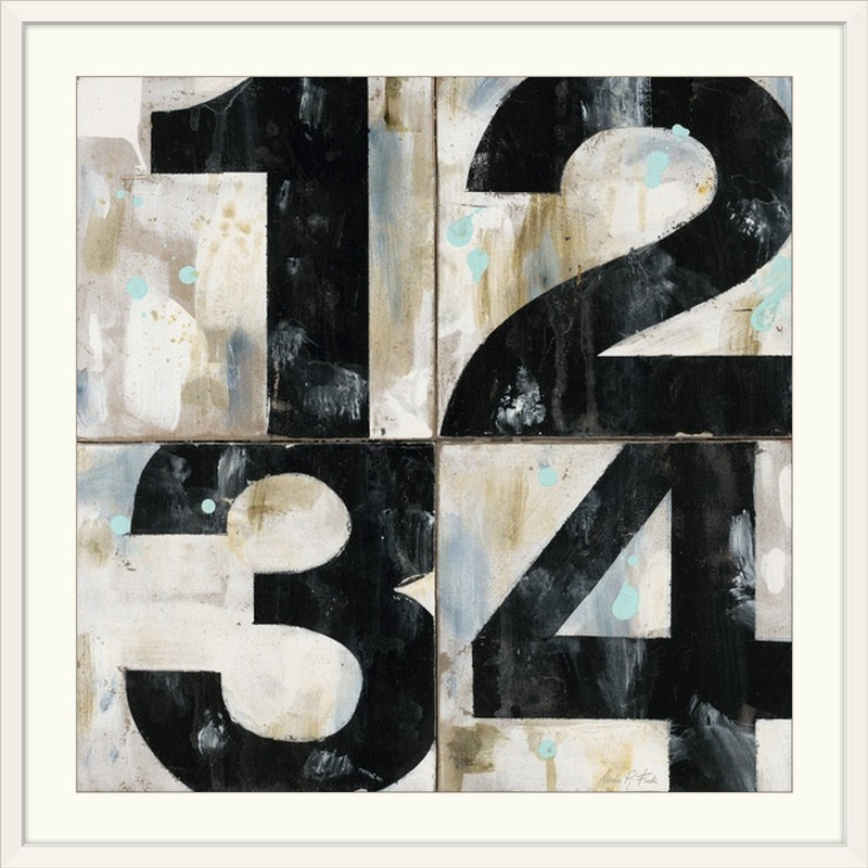 Industrial Chic Numbers Print, White Frame, 24" H x 24" W x 1" D