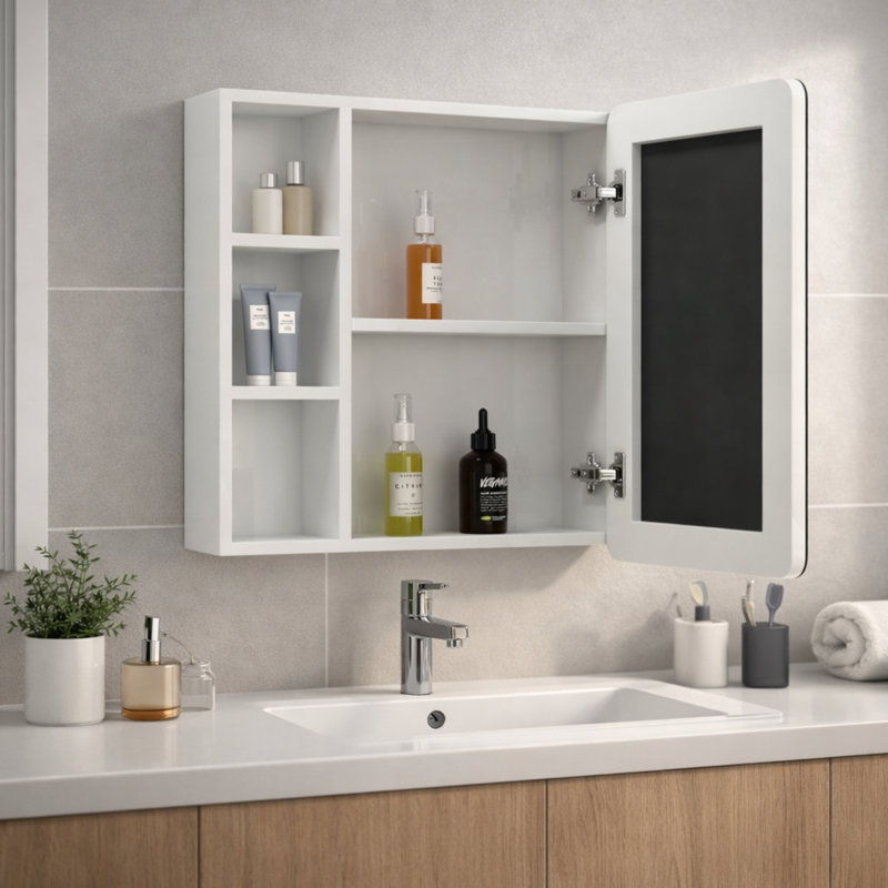 Armoire à pharmacie murale en PVC avec porte miroir 20 po x 24 po - Armoire de rangement de salle de bain imperméable et entièrement assemblée