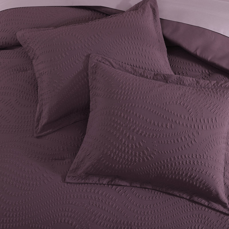 3D Embossed Comforter Set 7PC, Queen Comforter + 6 Additional Pieces, Purple