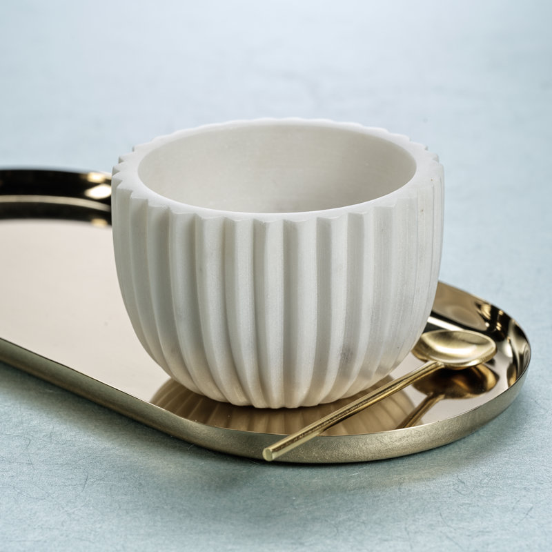 Bol de service en marbre Ebenna Designs Trenna, Blanc