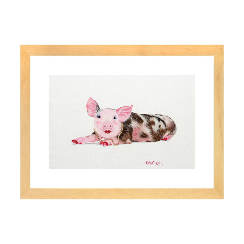 Perle par Laura Curtin - impression d'art graphique, Papier encadré de bois naturel, Blanc, H 24 po x l 32 po x P 1 po