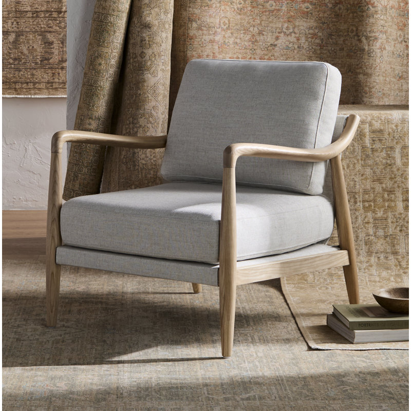 Becki Owens x Surya Gaviota Accent Chair, Gray Linen Blend