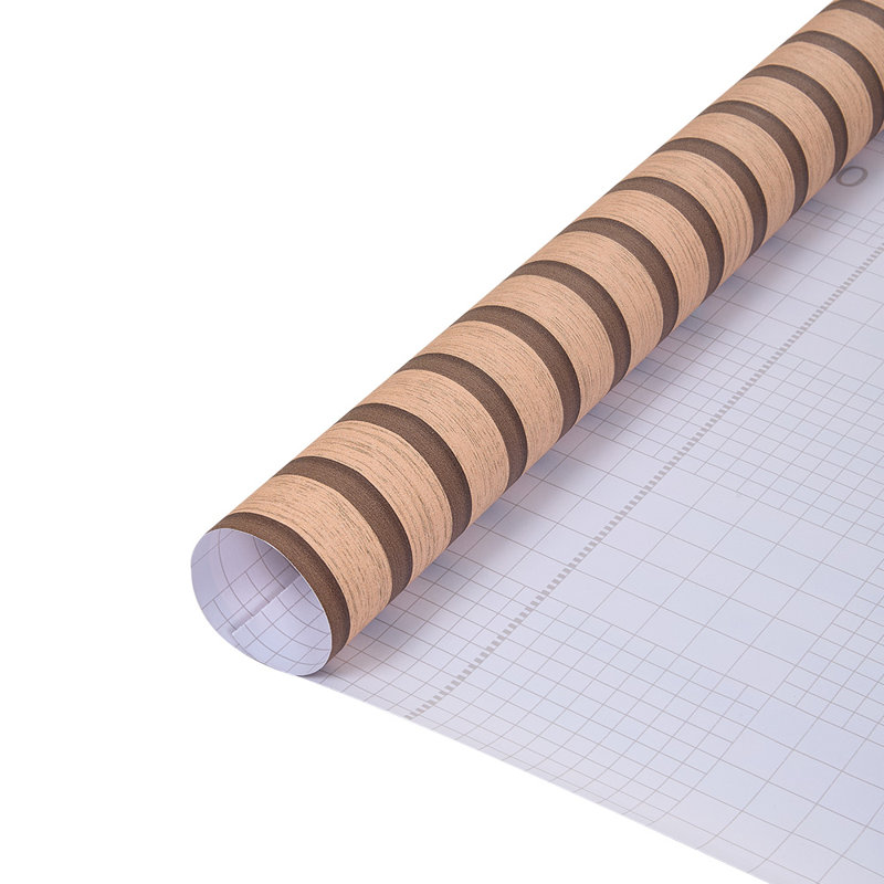 Self-Adhesive Wood Grain Stripe PVC Wallpaper, 500 cm L x 60 cm W, Orange