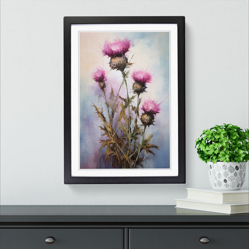 Thistle Modern Art - Framed Print, Black Framed, 34cm H x 25cm W