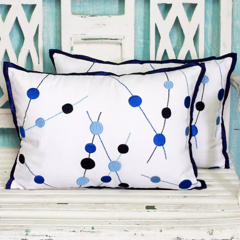 Embroidered Cotton Reversible Pillow Cover