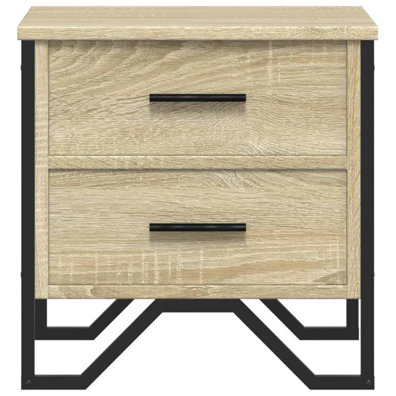 Aimilios 40cm W Metal Bedside Table, Sonoma Oak