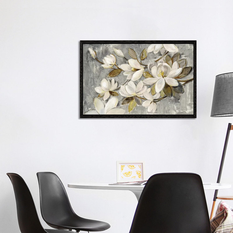 Magnolia Simplicity by Silvia Vassileva - Wrapped Canvas Painting, 101.6 cm H x 66.04 cm W, Black Floater Framed