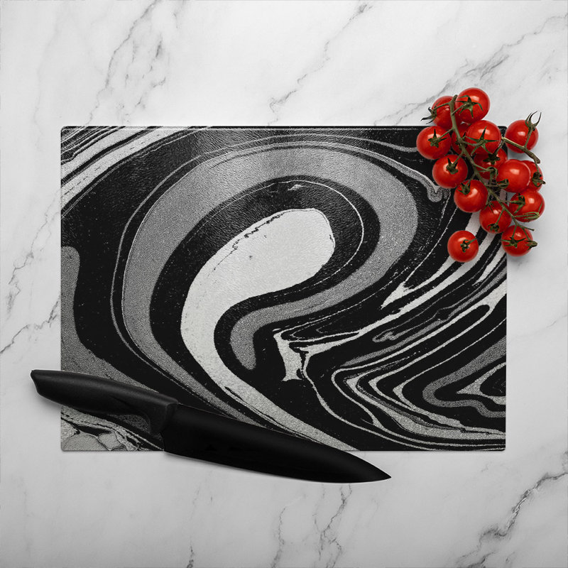 Marbled Paint Glass Chopping Board, 40cm L x 28cm W