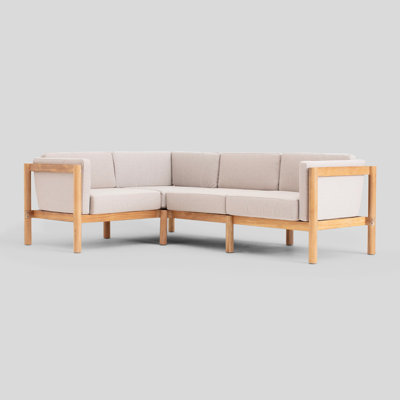 Haven 4-Piece Teak Outdoor Sectional With Sunbrella Cushions In Graystone by Neighbor
