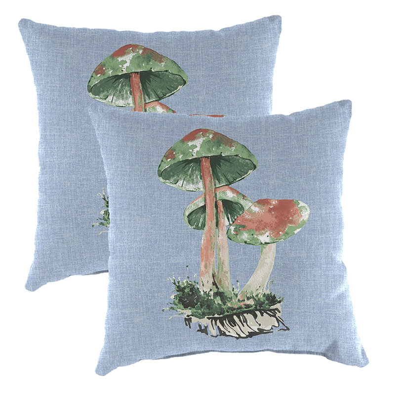 Coussin extérieur 16 po x 16 po (ensemble de 2), Champignon champêtre