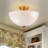 3-Light Semicircular Opal Glass Semi Flush Mount